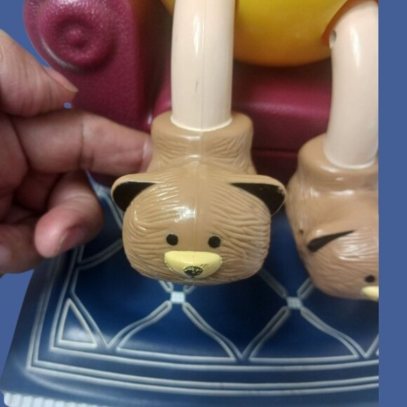 M&M Vtg Candy Dispenser Lazy Boy Recliner Toy With Bear Slippers - Picture 7 of 14